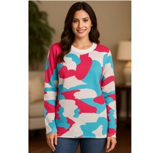 Pure Amici Sweater NWT 100% Cotton Camo Print Top Luxury Brand Womens Size L